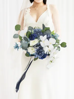 13.5 inch wide Navy Blue Bridal Bouquet