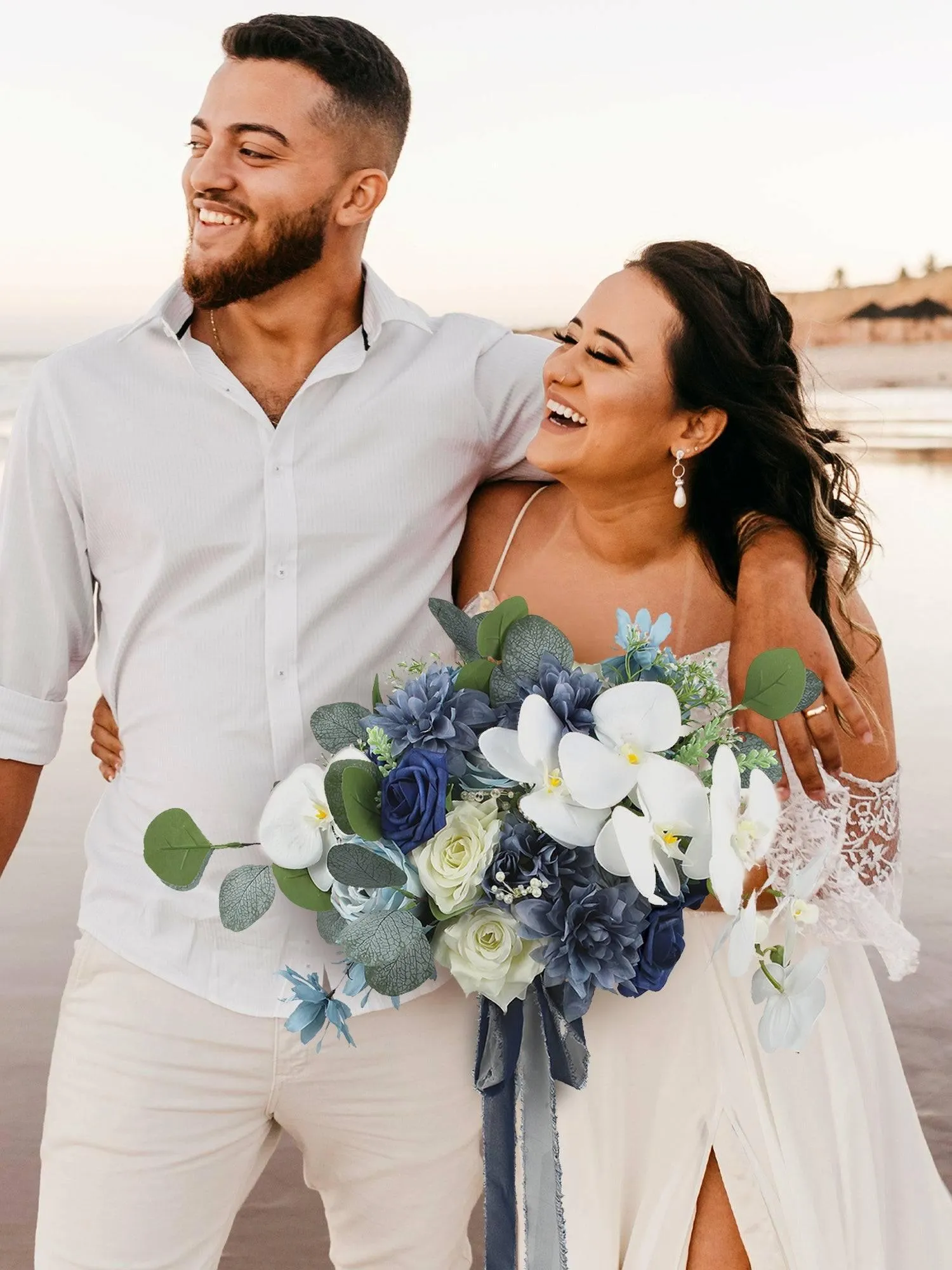 13.5 inch wide Navy Blue Bridal Bouquet