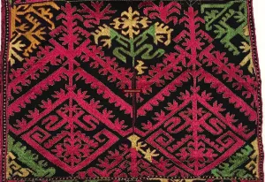 1351 Antique Textile Turban Panel with Embroidery from Kohistan / Swat