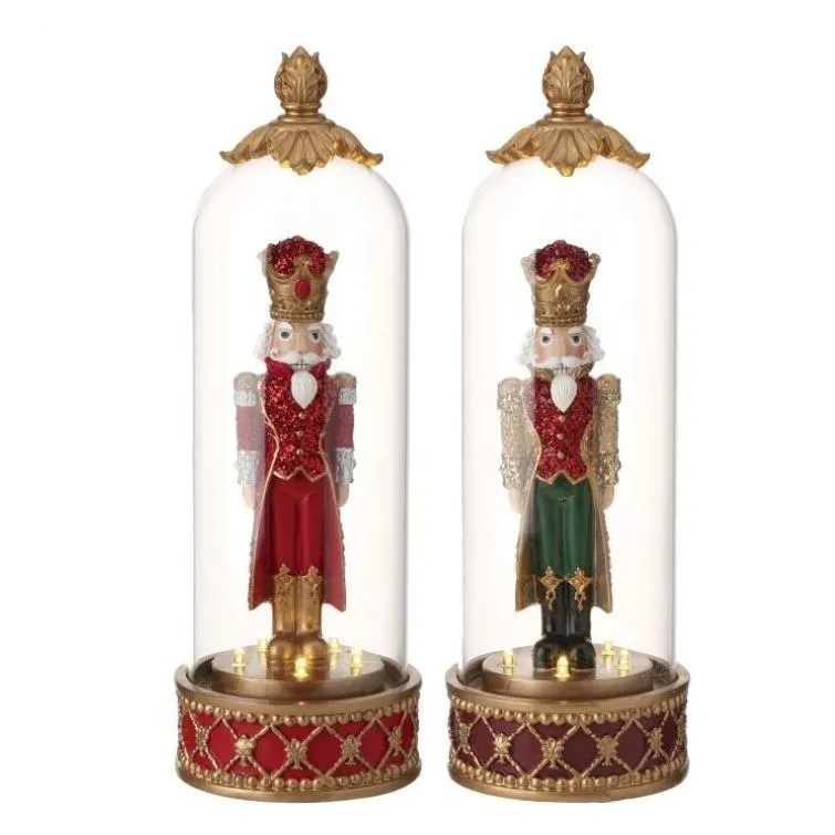 13.5" ROYAL COURT Nutcracker In Glass Dome Set of 2