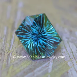 1.37 Carat Blue & Green Sapphire Hexagon - 7.3x5.5mm, Fantasy Cut