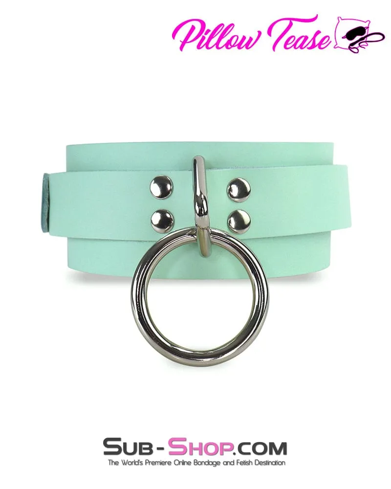 1398A      Retro Mint Leather Bondage Collar - MEGA Deal