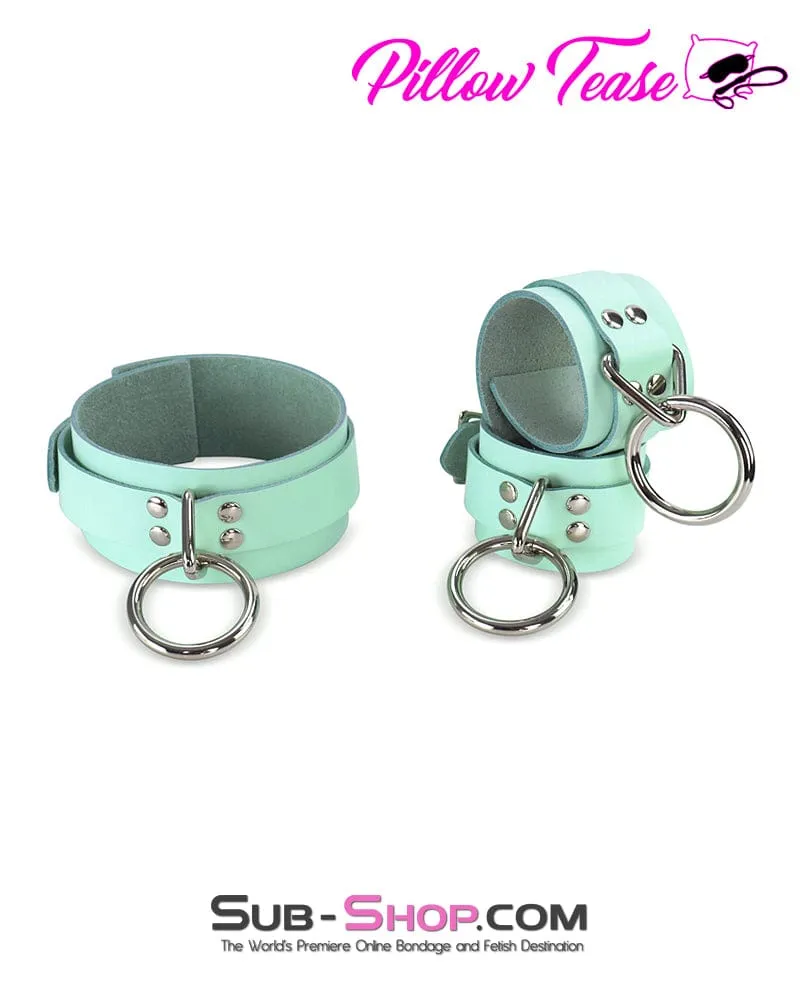 1398A      Retro Mint Leather Bondage Collar - MEGA Deal