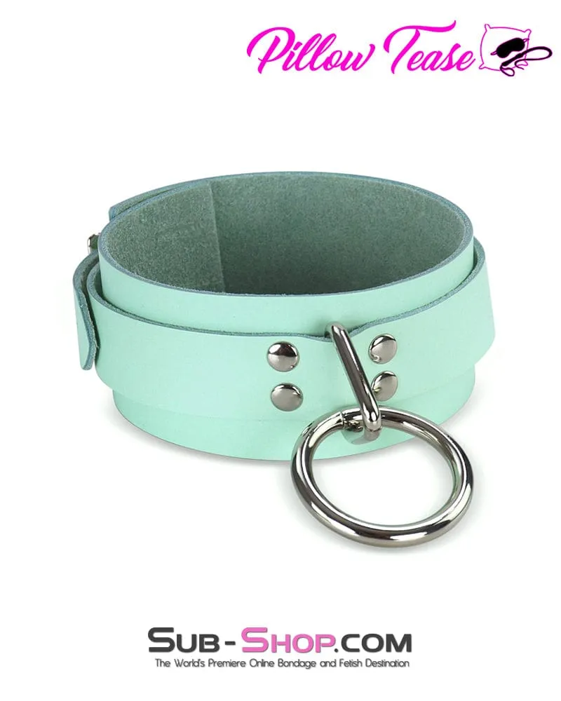 1398A      Retro Mint Leather Bondage Collar - MEGA Deal