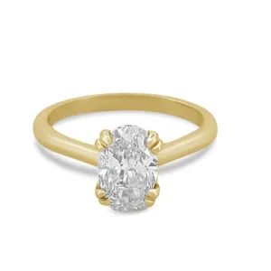 1.39cts Oval Natural Diamond Solitaire Engagement Ring in 14K Yellow Gold