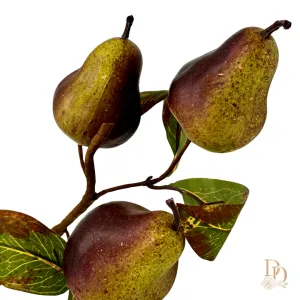 13" Burgundy & Cream Speckled Pear Stem