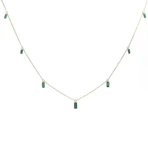 14 & 18K Gold Emerald Baguette Necklace