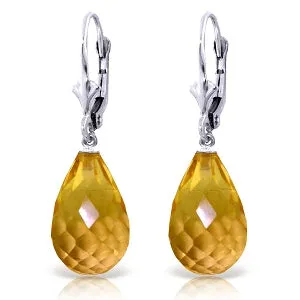 14 Carat 14K Solid White Gold Tender Tune Citrine Earrings