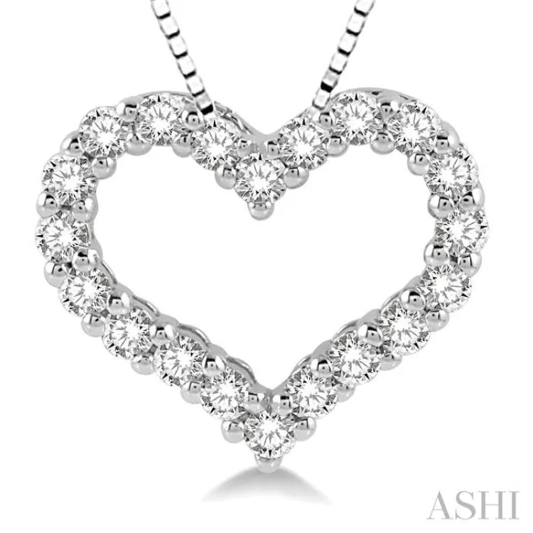 1/4 ctw Heart Charm Round Cut Diamond Pendant With Chain in 14K White Gold