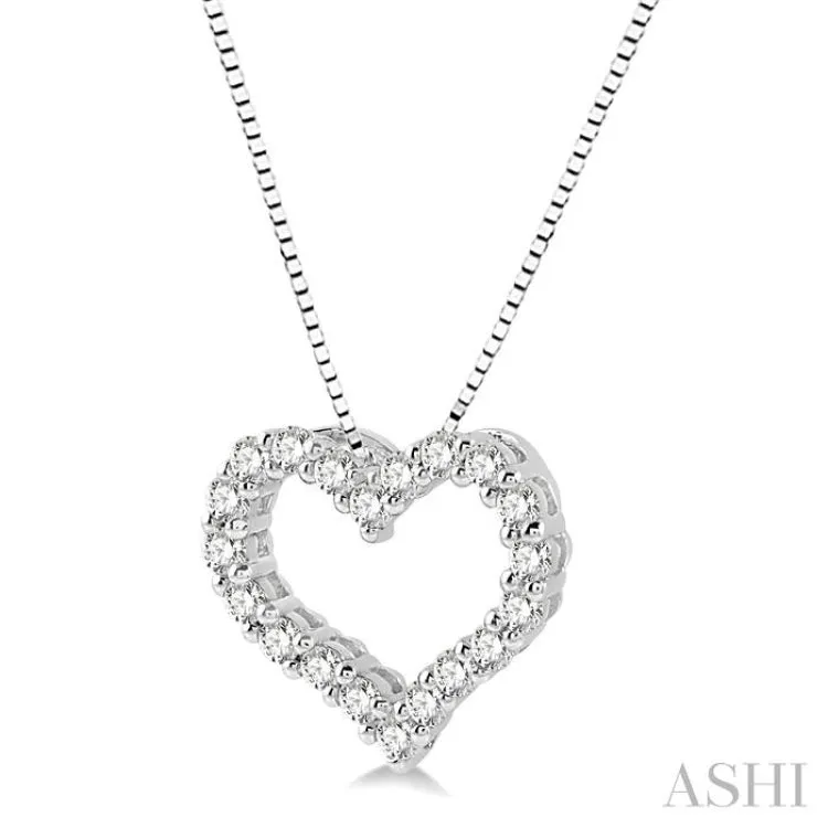 1/4 ctw Heart Shape Round Cut Diamond Pendant With Chain in 14K White Gold