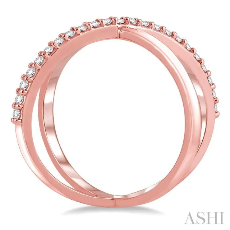 1/4 Ctw Round Cut Diamond 'X' Ring in 14K Rose Gold