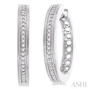 1/4 Ctw Single Cut Diamond Hoop Earrings in Sterling Silver