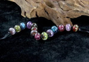 14 Handmade Mini Multicolor Swirl Lampwork Beads Set SRA