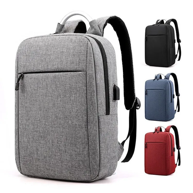 14 inch Business Computer Shoulders Backpack Travel Wear-Resistant Leisure Bag with External USB Port(Navy Blue)