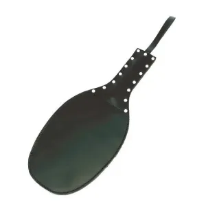 14 Inch Rimba Black Leather Round Oval Paddle