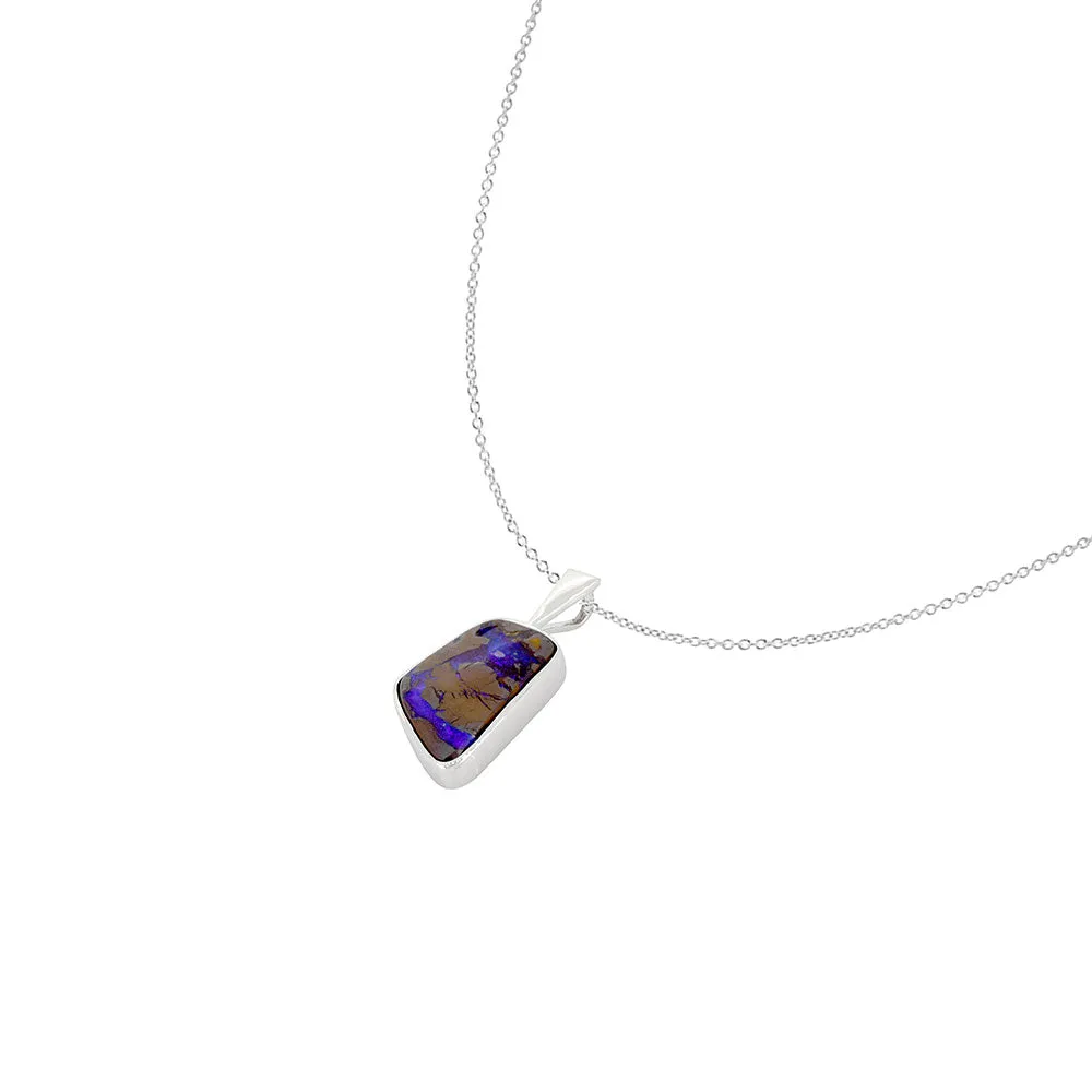 14 Karat White Gold pendant with Organic Boulder Opal