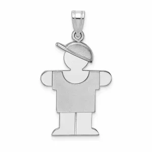 14 White Gold Solid Medium Boy With Hat Hugs Charm