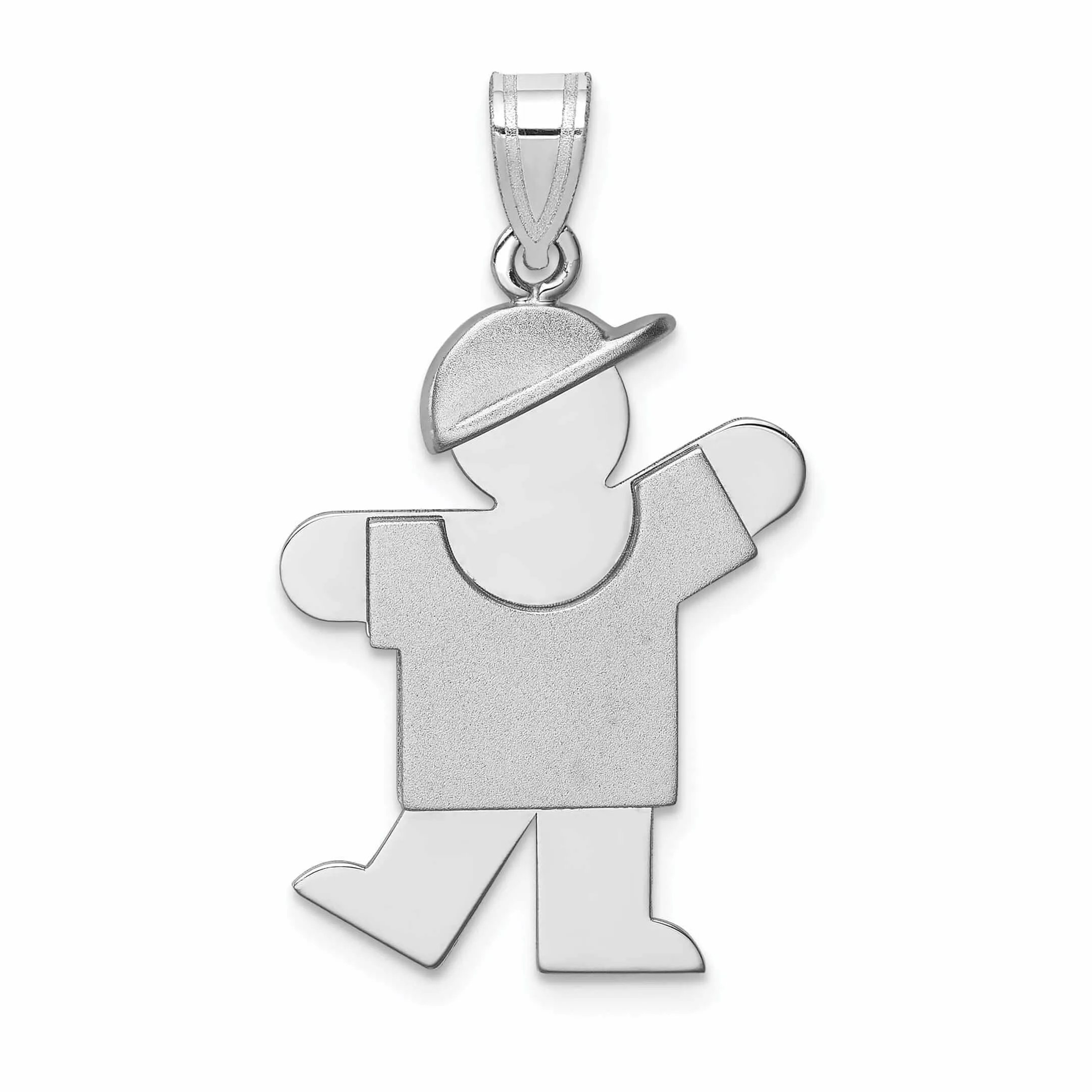 14 White Gold Solid Medium Boy With Hat Kiss Charm