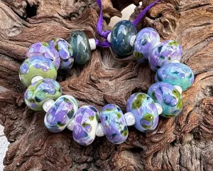 14 Wisteria Purple Lampwork Beads Set SRA