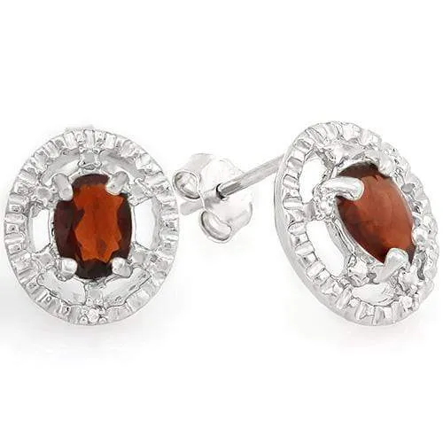 1.40 CARAT GARNET 925 STERLING SILVER EARRINGS STUD