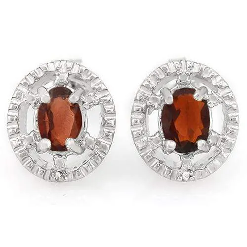 1.40 CARAT GARNET 925 STERLING SILVER EARRINGS STUD