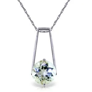 1.45 Carat 14K Solid White Gold Gold Necklace Aquamarine