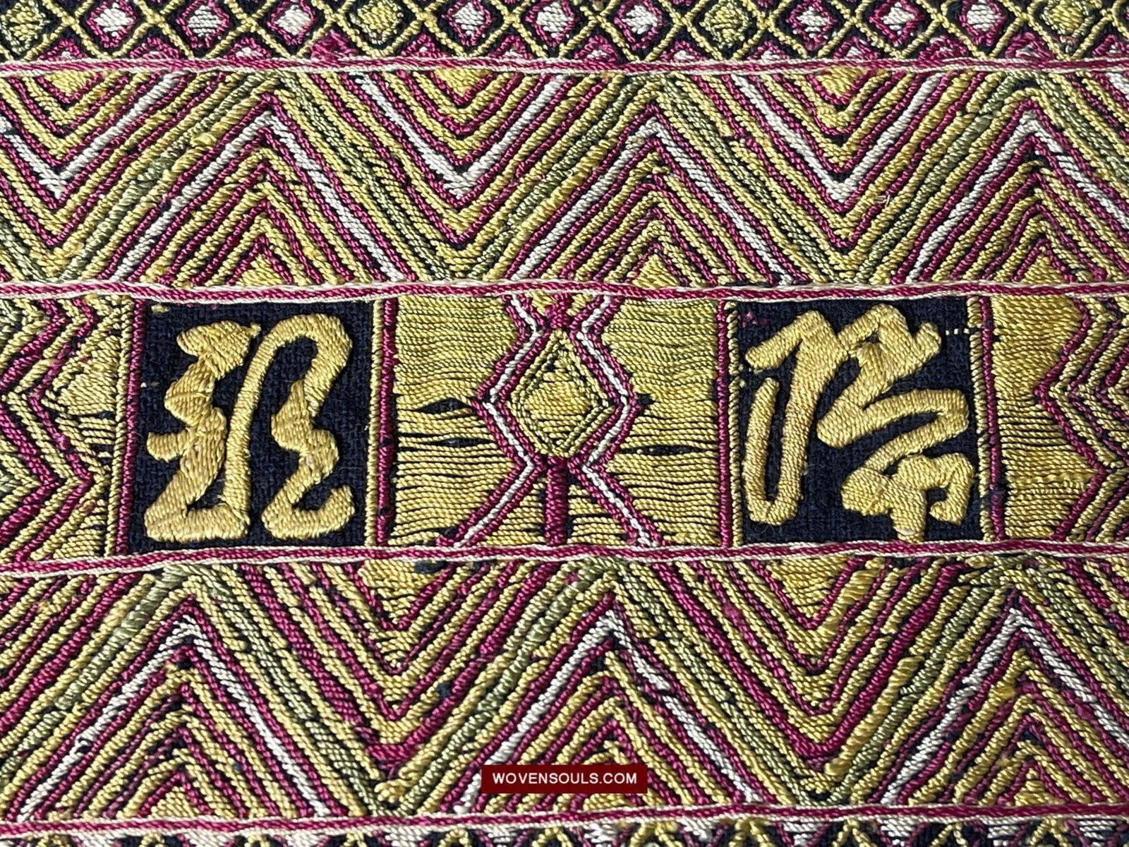 1489 Old Chinese Ethnic Minority Head wrap turban w Inscription