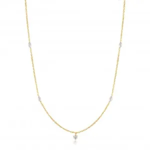 14ct Gold Pearl And White Sapphire Necklace NAU003-01YG