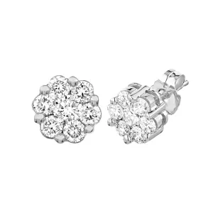 1/4ctw Flower Diamond Cluster Stud Earrings