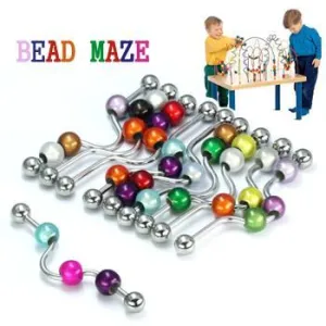 14g 1.5” Bead Maze Industrial Barbell