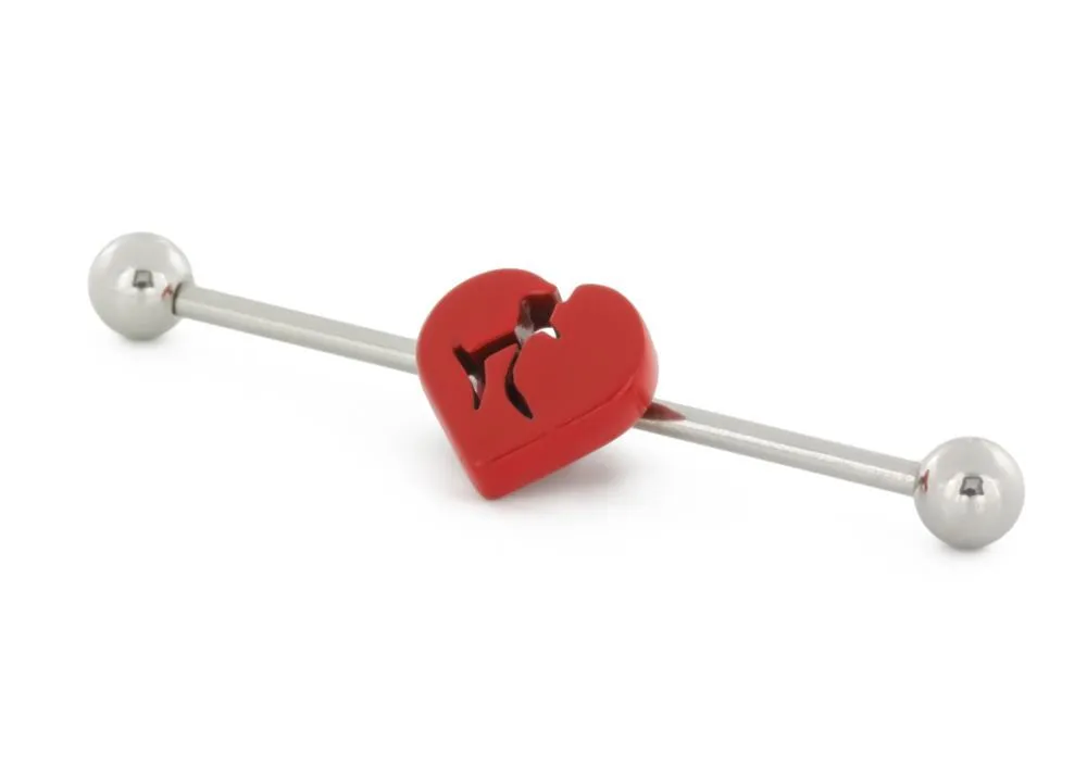 14g 1.5" Broken Heart Industrial Barbell