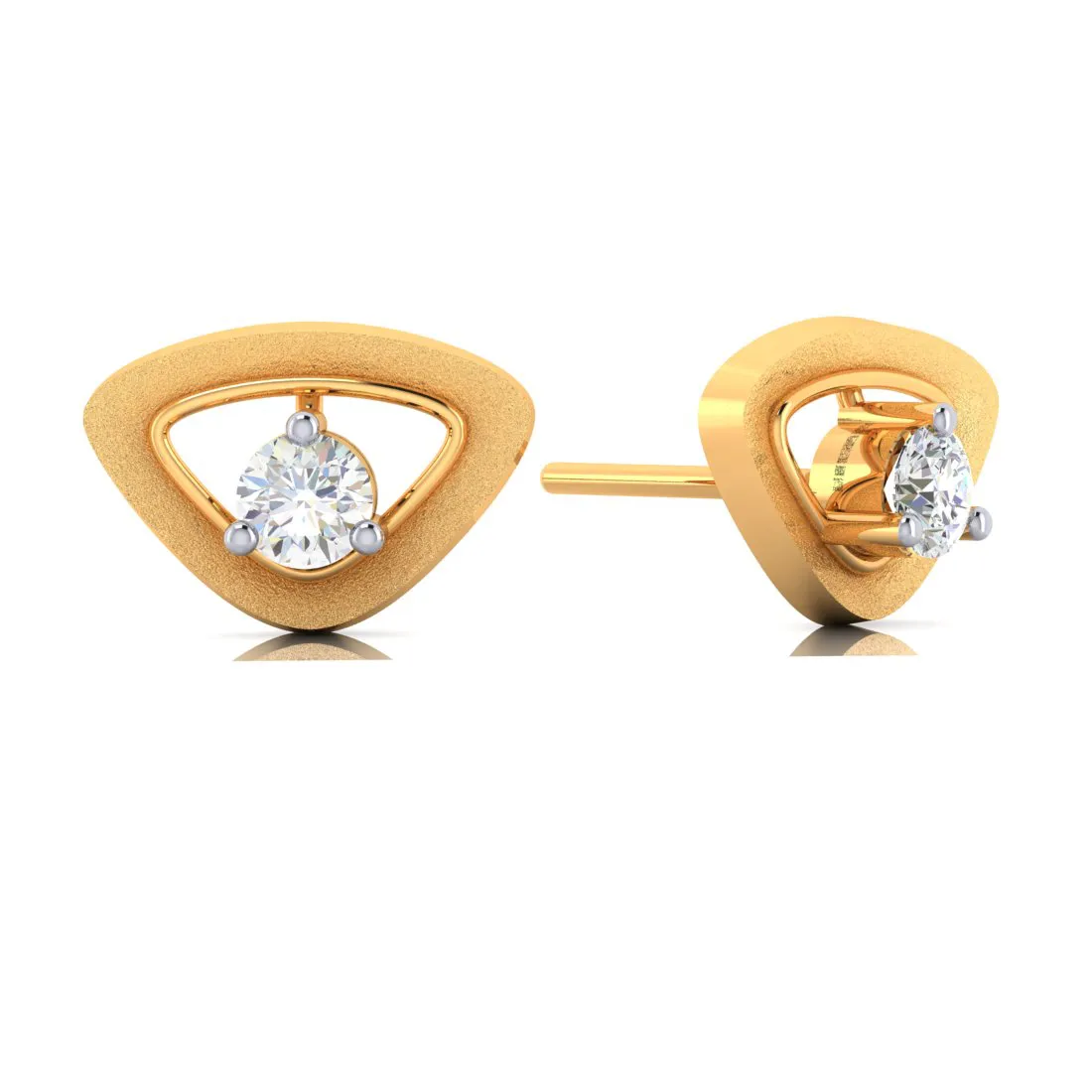 14k American Diamond & Gold Triangle Earrings