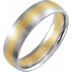 14K Bi-metal 6 mm Half Round Band with Satin Finish