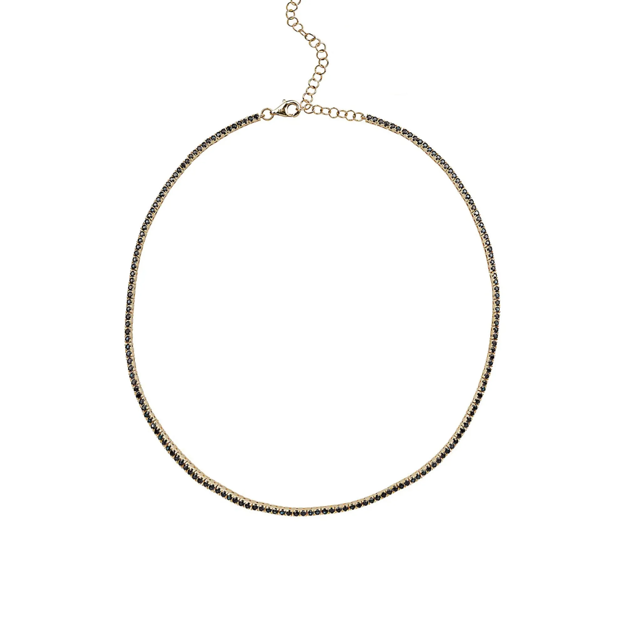 14k Black Sapphire Tennis Necklace