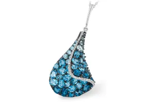 14K Come Sail away Necklace with Blue Topaz and Diamonds