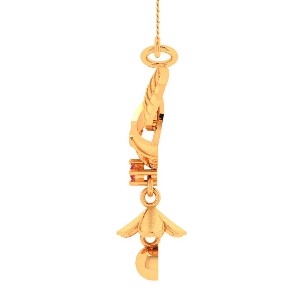 14k Flower Designed Stylish Leafy Gold Pendant