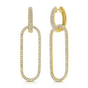 14k Gold 0.94Ct Diamond Dangle Drop Earring, available in White, Rose and Yellow Gold