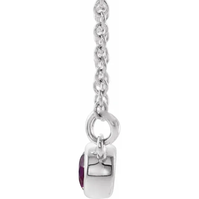 14k Gold 3 MM Amethyst and 0.02 CTW Diamond Necklace