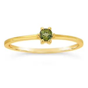 14K Gold 3mm Round Peridot-Set Ring