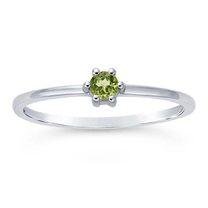 14K Gold 3mm Round Peridot-Set Ring