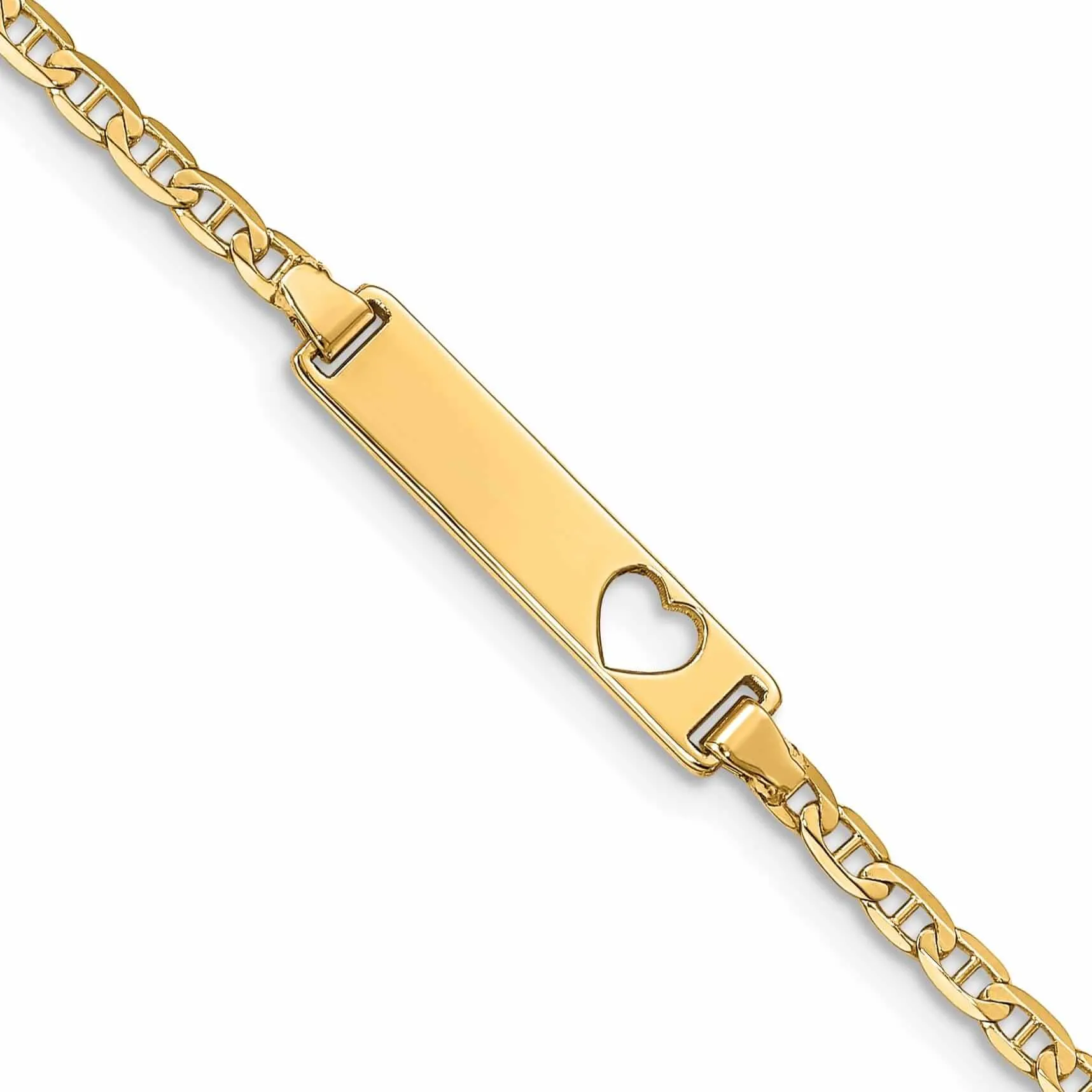 14k Gold Anchor Link ID Plate Bracelet