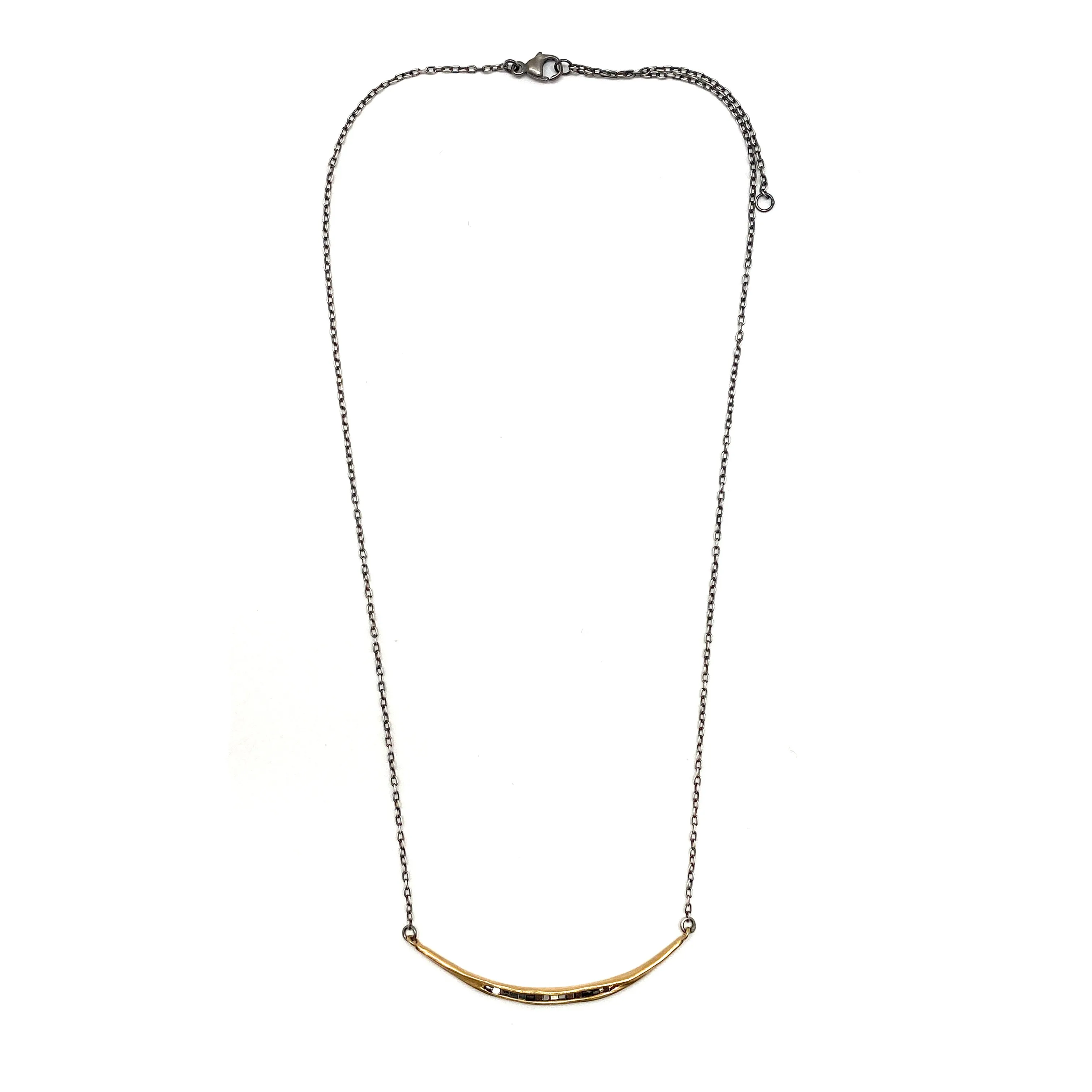 14k Gold and Black Diamond Pendant Necklace