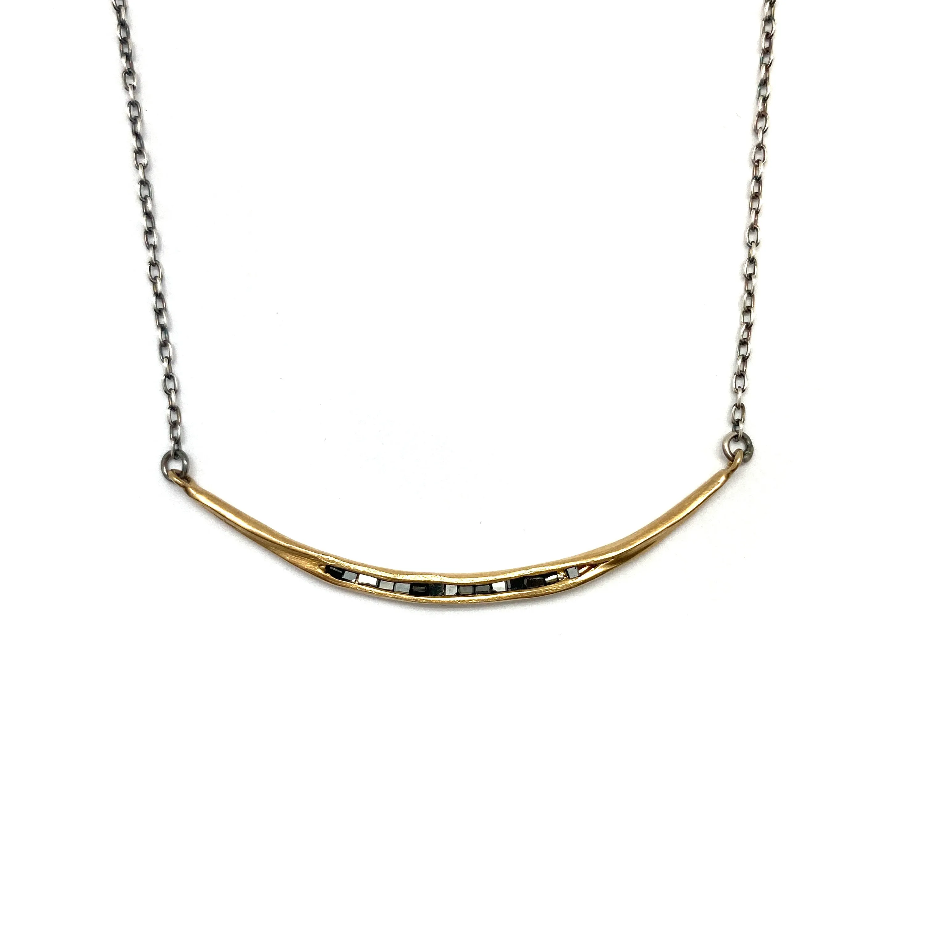 14k Gold and Black Diamond Pendant Necklace