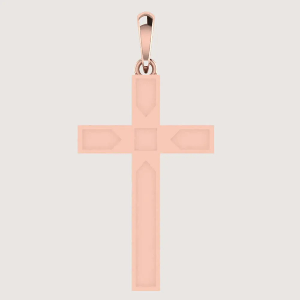 14k Gold Beveled Cross Pendant