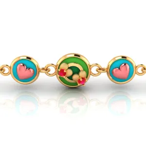 14k Gold Bracelet With Unique 3 Heart-shaped Designs