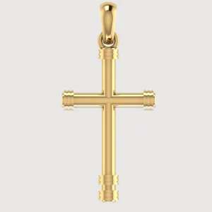 14k Gold Cylindrical Cross Pendant