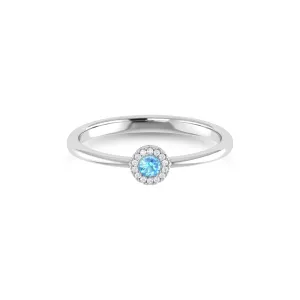 14K Gold Diamond & Blue Topaz Ring