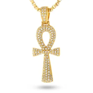 14K Gold Dual Ankh Cross Necklace