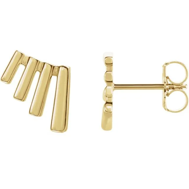 14K Gold Fan Ear Climbers Earrings