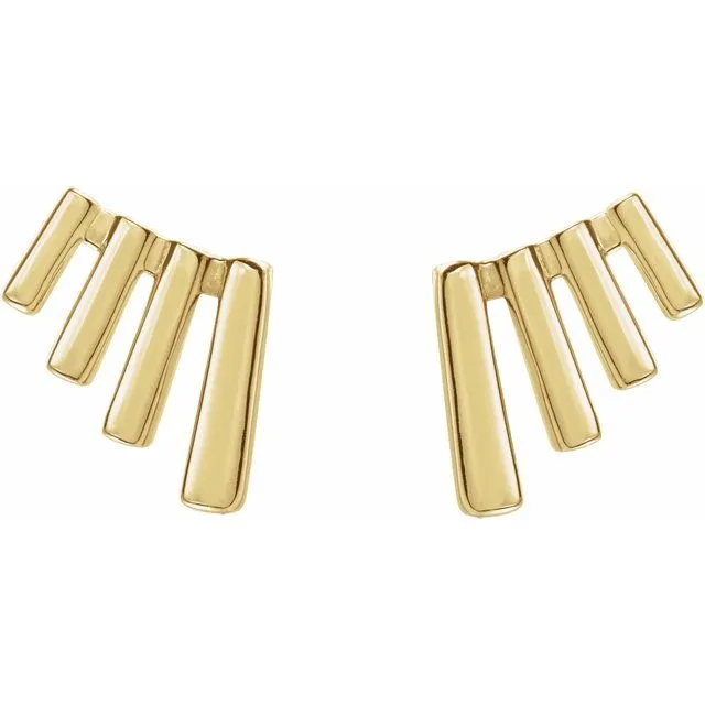 14K Gold Fan Ear Climbers Earrings